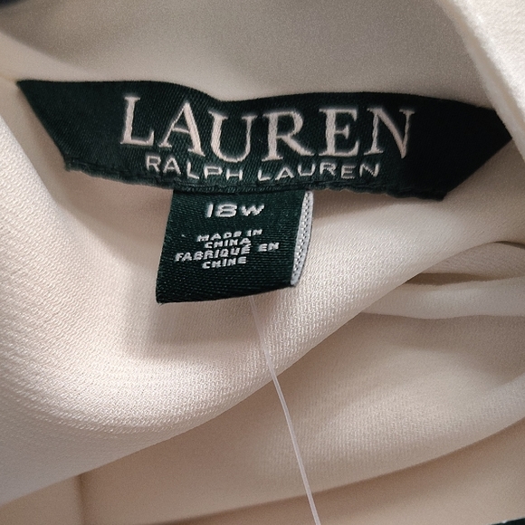 NWT Ralph Lauren Longsleeve Tie Neck Cream Blouse 18W - Picture 11 of 12